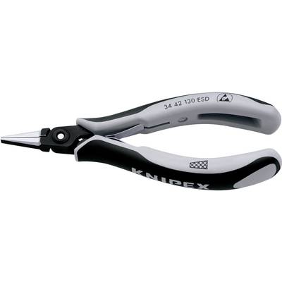 Une pince noir et blanc portant l'inscription 'Knipex', spécialement conçue pour des travaux de précision. Sécurisée contre les décharges électrostatiques pour les appareils électroniques sensibles.