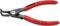 Pince KNIPEX rouge avec mâchoires courbes, adaptée pour les circlips intérieurs de 12 à 25 mm. Inscription 'Made in Germany'.