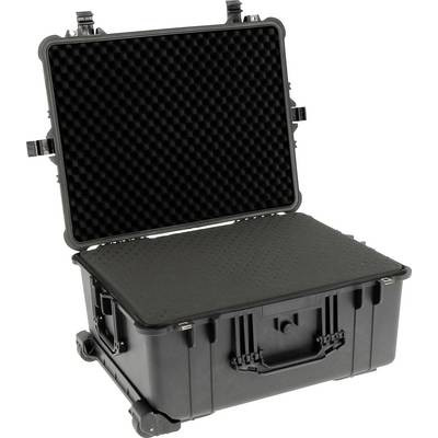 Un étui de protection rigide noir ouvert, garni de mousse à l'intérieur. Adapté pour transporter du matériel délicat de manière sécurisée.