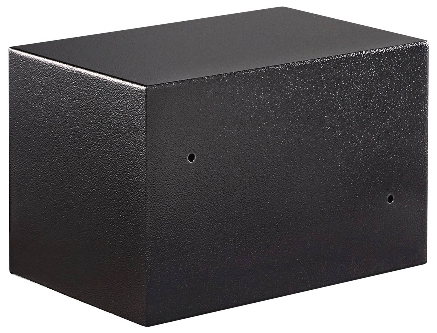 Un bloc métallique noir rectangulaire à la surface légèrement texturée. Aucune marque ou inscription visible.