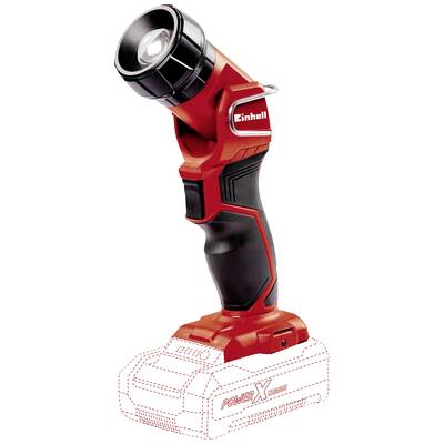 Lampe torche rouge Einhell sans batterie, avec poignée ergonomique et tête de lampe noire. Adaptée pour une utilisation avec batterie Power X-Change.