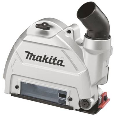 Un accessoire d'aspirateur Makita en argent avec un embout noir, adapté pour l'aspiration des poussières lors de travaux de ponçage et de sciage.