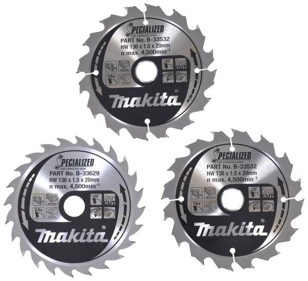 Makita  B-33897 Jeu de lames de scie circulaire 136 x 20 x 1 mm  1 set