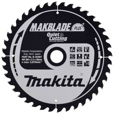 Makita MAKBLADE B-32487 Lame de scie circulaire au carbure 260 x 30 x 1.8 mm Nombre de dents: 40 1 pc(s)