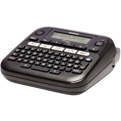 Un appareil d'étiquetage portable avec clavier QWERTZ et écran, pour la création d'étiquettes personnalisées en intérieur.