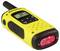 Radio bidirectionnel Motorola jaune avec antenne et lampe de poche rouge brillante à l'avant, présenté sur un fond blanc.