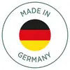 Sceau "Made in Germany" avec un motif de drapeau allemand au centre, entouré d'un cercle et de texte. Symbole de qualité et d'origine.