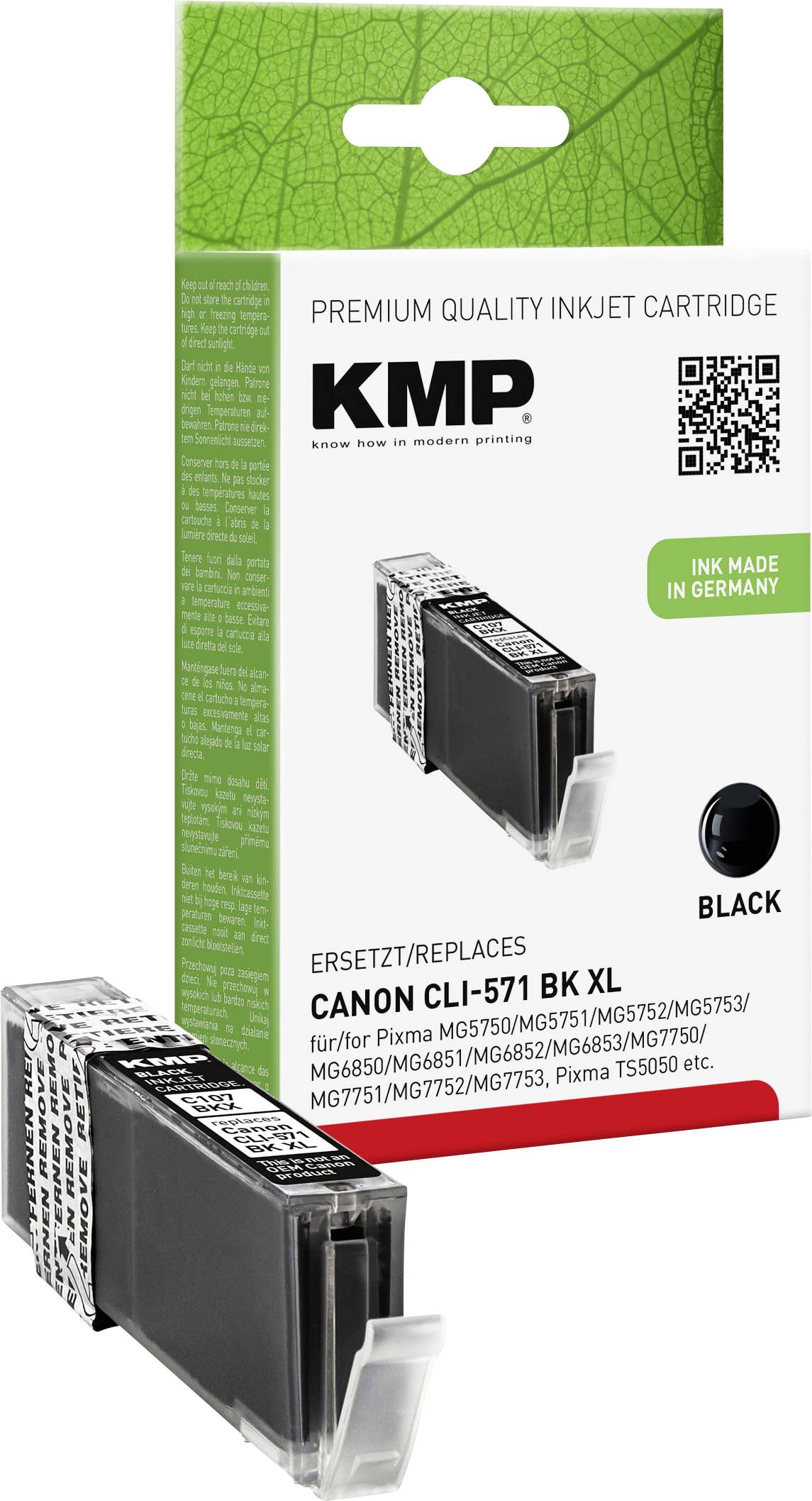 KMP Encre remplace Canon CLI-571 BK XL compatible noir photo