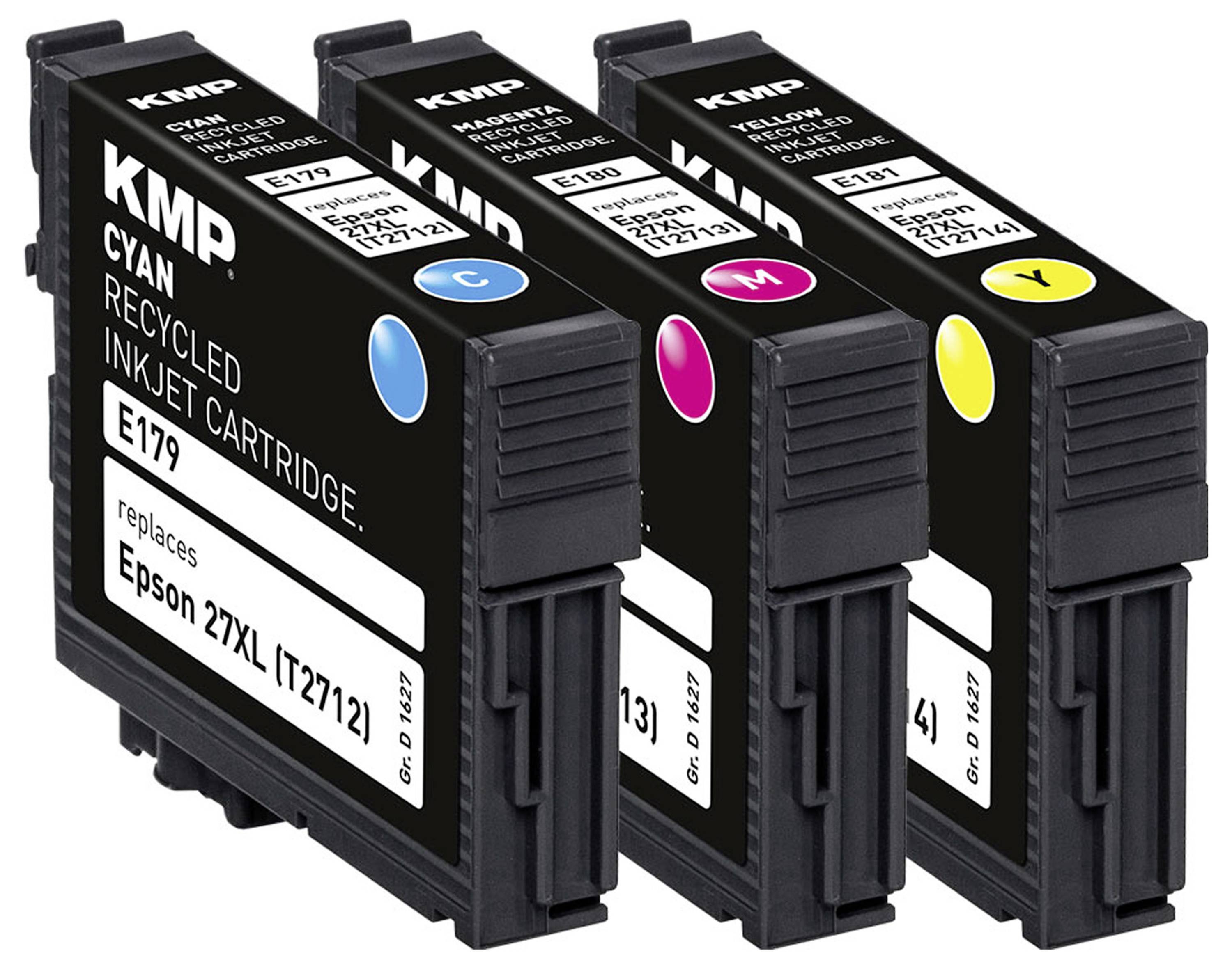 KMP Encre remplace Epson 27XL, T2715, T2712, T2713, T2714 compatible pack bundle cyan, magenta, jaune E179V 1627,4005-2