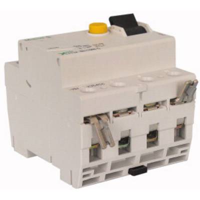 Un interrupteur électrique blanc avec un bouton jaune et un levier noir. Principalement utilisé dans des applications industrielles.