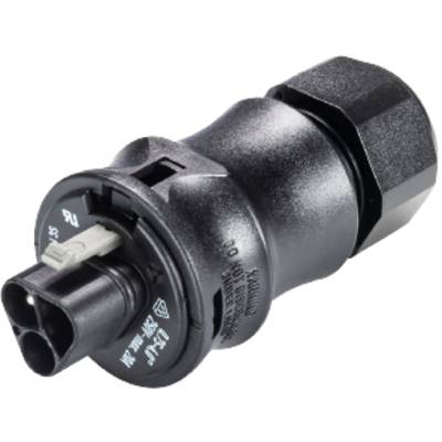 Un adaptateur cylindrique noir avec plusieurs contacts, typiquement utilisé dans les connexions électroniques.