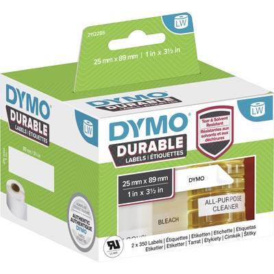 DYMO Rouleau d'étiquettes 89 x 25 mm film polypropylène blanc 700 pc(s) fixation permanente  2112285 Etiquette universel