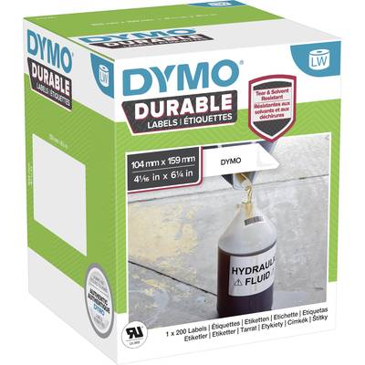 DYMO Rouleau d'étiquettes 159 x 104 mm film polypropylène blanc 200 pc(s) fixation permanente  2112287 Etiquette univers