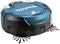 Un nettoyant de sol automatique bleu, rond, avec des brosses. Nom de marque visible en haut. Utilisé pour nettoyer de grandes surfaces.