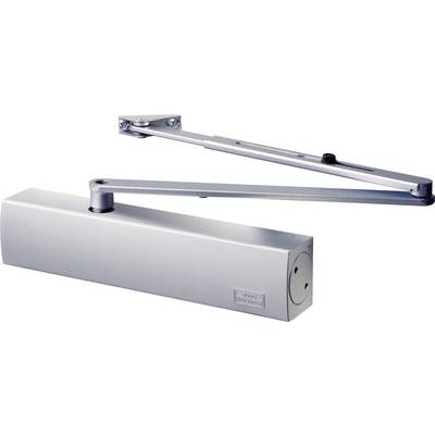 Ferme-porte en métal de couleur argent avec bras articulé, adaptable aux portes pour une fermeture automatique, assurant sécurité et confort.