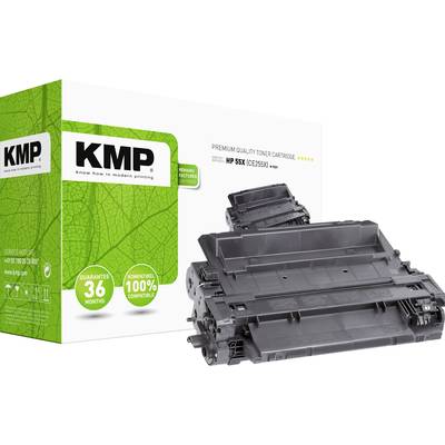 Cartouche de toner KMP HP 85X avec emballage. Inscription : 'Cartouche de toner Qualité Premium', 'Garantie 36 mois', '100% compatible'.