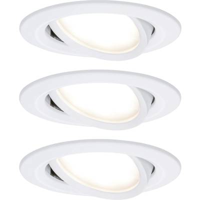 Trois spots encastrés blancs, installés en angle, avec une lumière chaude. Idéal pour un éclairage intérieur moderne.