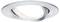 Un luminaire encastrable blanc, réglable, avec un cadre rond argenté, adapté pour un réglage personnalisé de l'éclairage.