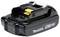 Batterie Makita 18V Lithium-Ion avec capacité de 1,5 Ah, boîtier noir, connecteur jaune, adaptée aux outils électriques sans fil.