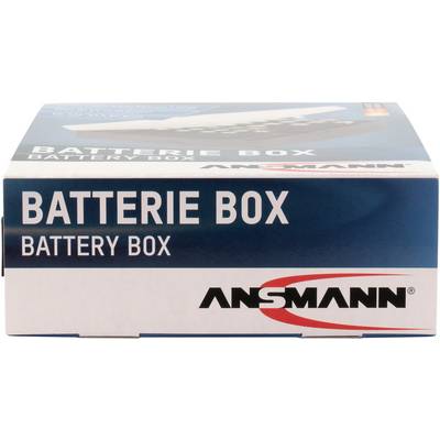 Boîte de batteries Ansmann, design bleu et blanc, avec l'inscription imprimée 'BATTERIE BOX BATTERY BOX'.