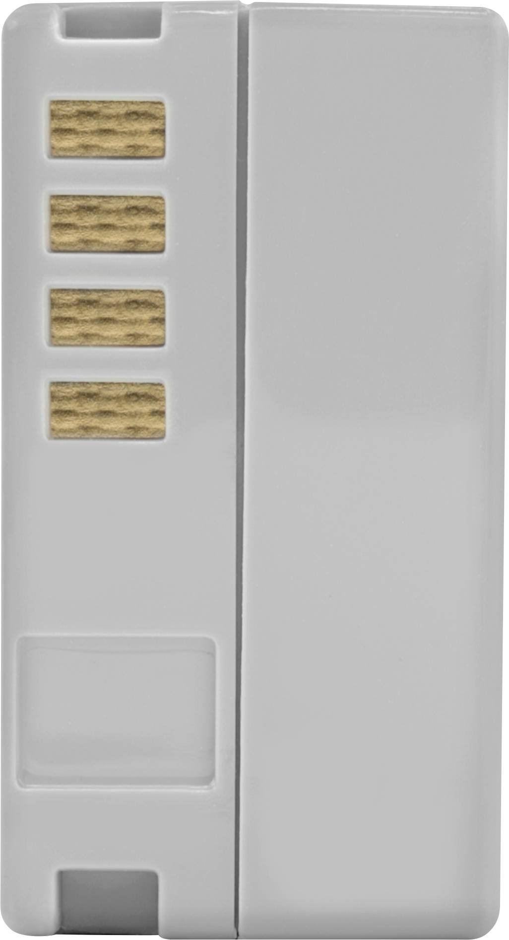 Un appareil gris, rectangulaire, avec quatre fentes horizontales visibles sur le côté gauche.