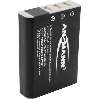 Batterie Lithium-Ion noire d'Ansmann, 3,7V, 1800mAh, compatible avec Fujifilm NP-95. Boîtier et contacts électriques visibles.