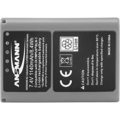 Batterie rechargeable 7,4V, 1040mAh, 7,7Wh. Avertissements d'utilisation, ne pas conserver au-dessus de 60°C. Marque : Ansmann. Fabriqué en Chine.