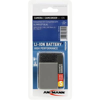 Batterie Li-Ion pour appareil photo/caméscope, compatible avec Olympus BLN1. Emballage avec batterie, garantie de 3 ans mise en évidence.
