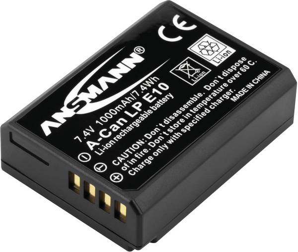 Ansmann A-Can LP E10 Batterie pour appareil photo Remplace l'accu d'origine LP-E10 7.4 V 1000 mAh