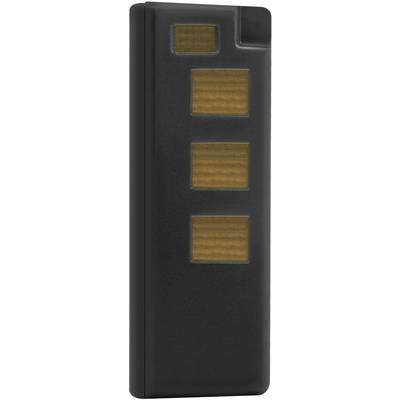 Chargeur portable noir avec trois cellules solaires ambrées sur l'avant.