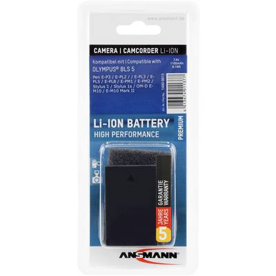 Batterie Li-Ion d'Ansmann pour appareils photo Olympus, compatible avec des modèles tels que E-P3 et E-PL8. Capacité : 7,4V, 1100mAh. Garantie de 5 ans.