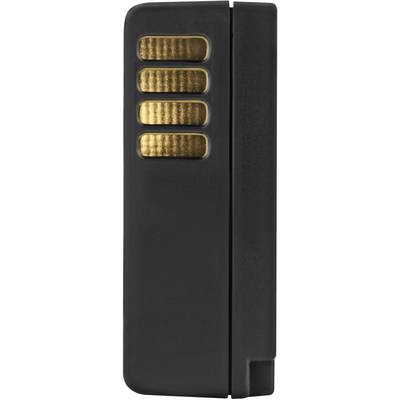 Une clé USB noire avec cinq bandes dorées sur le dessus.
