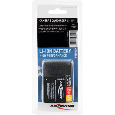Un pack de batterie Ansmann Li-Ion noir pour appareil photo, compatible avec Panasonic DMW-BLG 10. Garantie de 3 ans mise en avant.