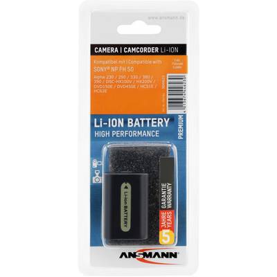 Emballage d'une batterie Li-ion pour caméra/caméscope d'Ansmann, compatible avec différents modèles Sony, 7,4V, 550mAh.