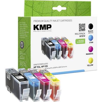 KMP Encre remplace HP 934, 935, 6ZC72AE, C2P19AE, C2P20AE, C2P21AE, C2P22AE compatible pack bundle noir, cyan, magenta, 