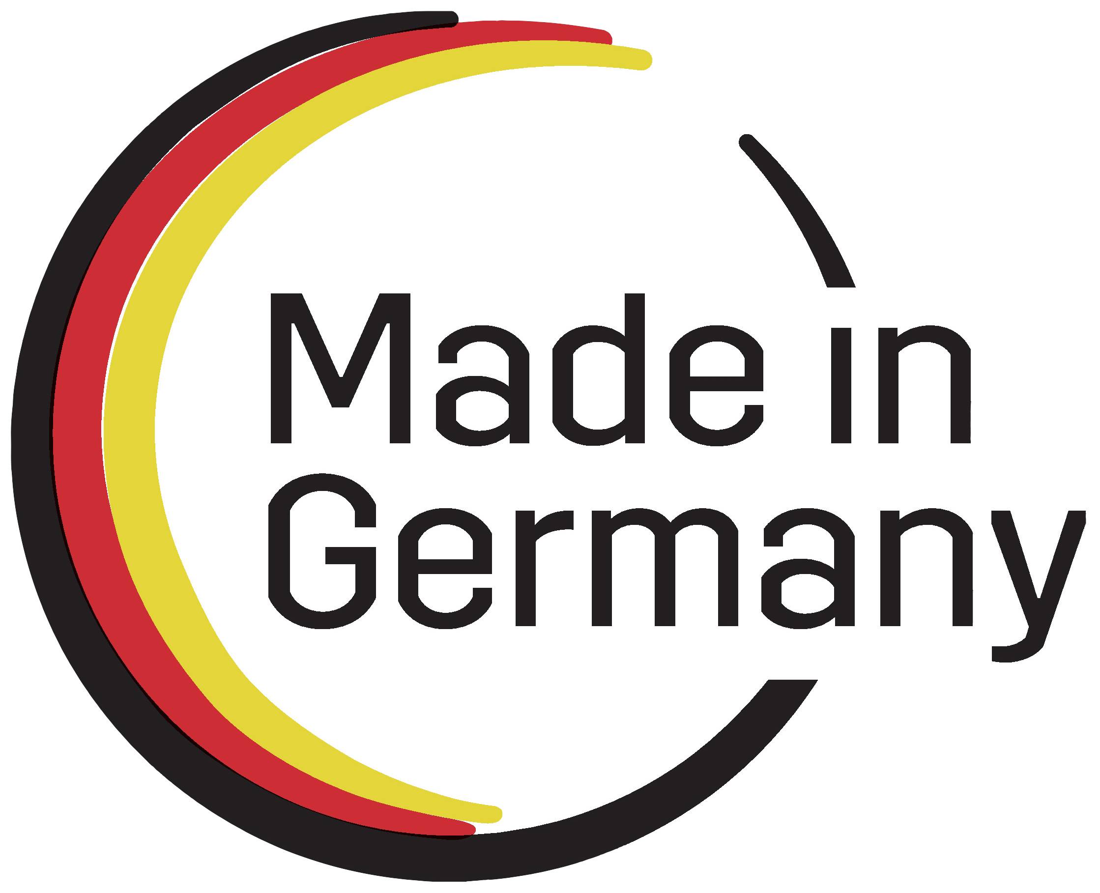 Logo « Made in Germany » en noir, rouge et jaune symbolise l'origine et la qualité allemandes.
