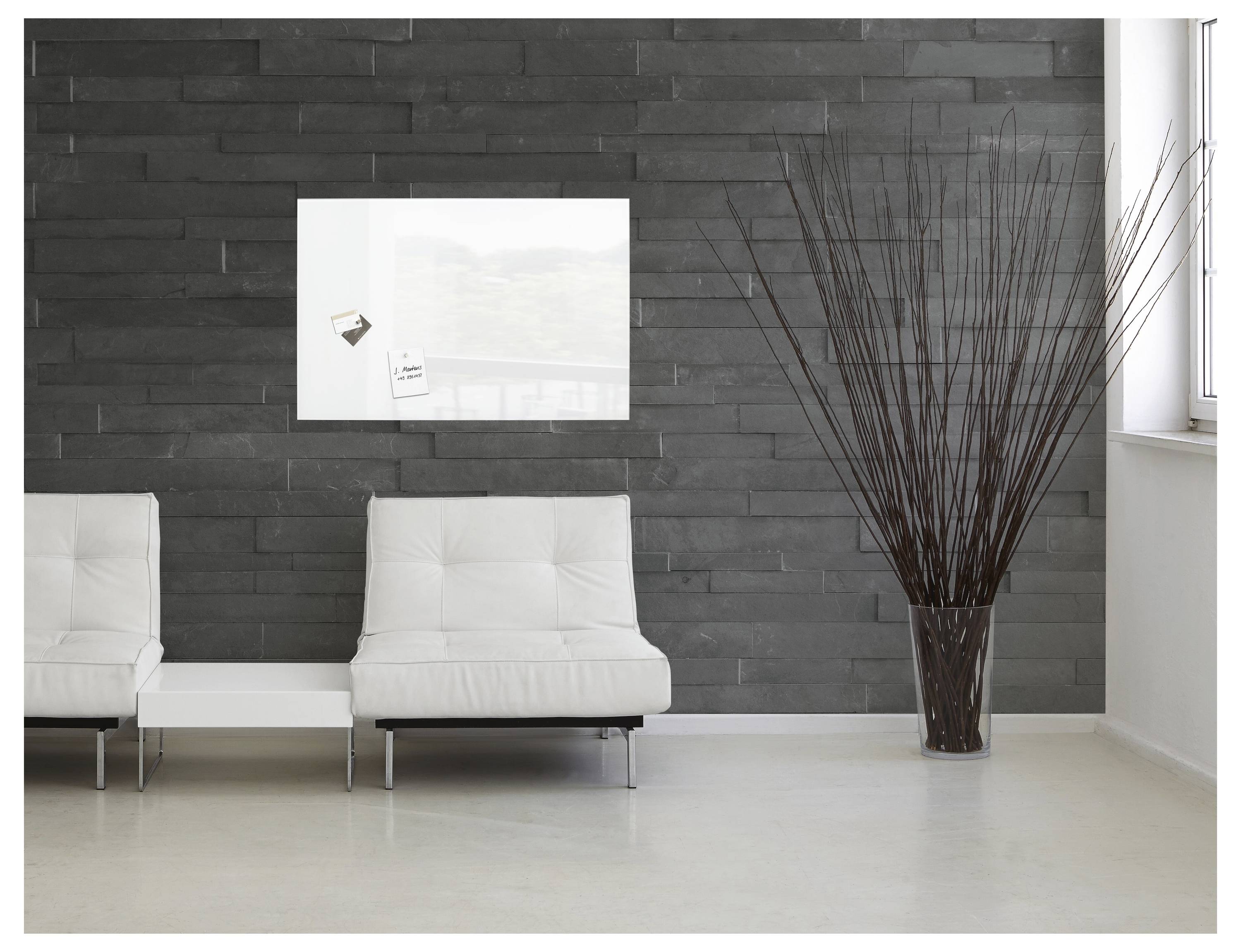 Sigel Tableau en verre magnétique Artverum super blanc (l x H) 100 cm x 65 cm GL141-1