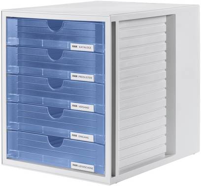 HAN Systembox 1450-64 Caisson à tiroirs gris DIN A4 Nombre de tiroirs: 5