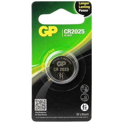 GP pile bouton, Lithium, CR2025, 1-p