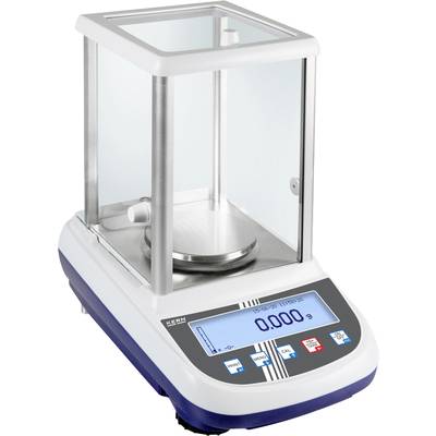 Balance de précision avec boîtier en verre transparent et affichage numérique, indiquant '0,000 g'. Utilisée pour des pesées précises en laboratoire.