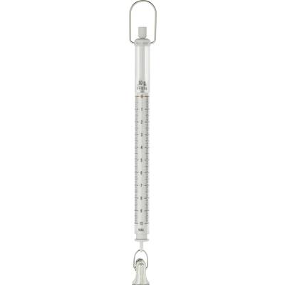 Une balance à ressort analogique indique un poids de 10,9 Newton, avec une échelle allant de 0 à 10 Newton.