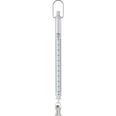 Balance à ressort analogique avec échelle de 0 à 100 grammes, crochet de suspension en haut et en bas.