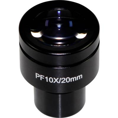 Oculaire de microscope noir portant l'inscription 'PF10X/20mm', offrant un grossissement de 10x avec un champ de vision de 20 mm.