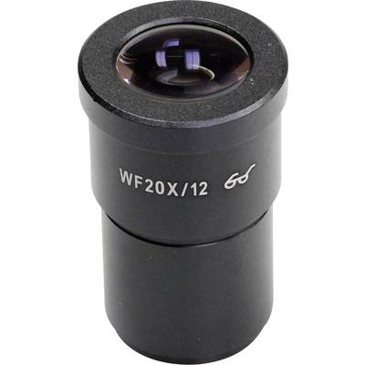 Un oculaire noir de microscope portant l'inscription 'WF20X/12', utilisé pour des grossissements dans des applications scientifiques.