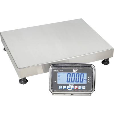 Balance numérique en acier inoxydable avec grand affichage, indiquant '0,000 kg'. Quatre pieds réglables pour plus de stabilité.