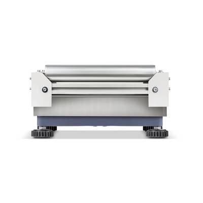 Un dispositif métallique équipé de rouleaux et de quatre pieds ajustables, adapté aux applications industrielles.