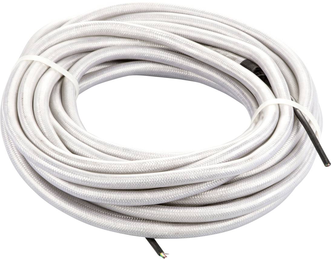 Un rouleau de câble blanc long et ouvert, adapté aux installations électriques.
