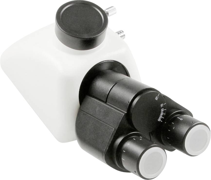 Un adaptateur de microscope binoculaire pour l'agrandissement d'échantillons, au design noir et blanc.