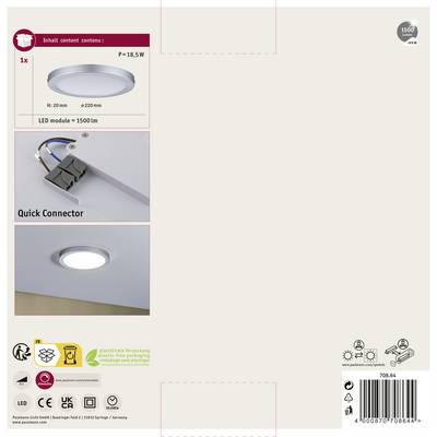 Plafonnier LED rond, 18,5 W, 1500 lm, diamètre 20 cm, avec connecteur rapide. Illustré : luminaire monté au plafond.