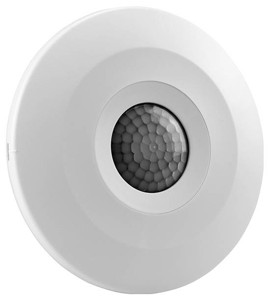 Capteur de mouvement de plafond rond blanc avec une lentille de style nid d'abeille au centre